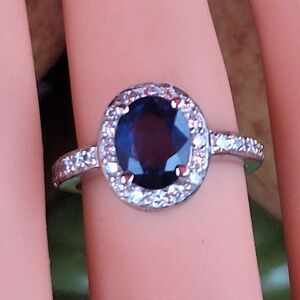 18kt 2.76ct  Diamond Sapphire Ring Art Deco Engagement Ring 18k White Gold
